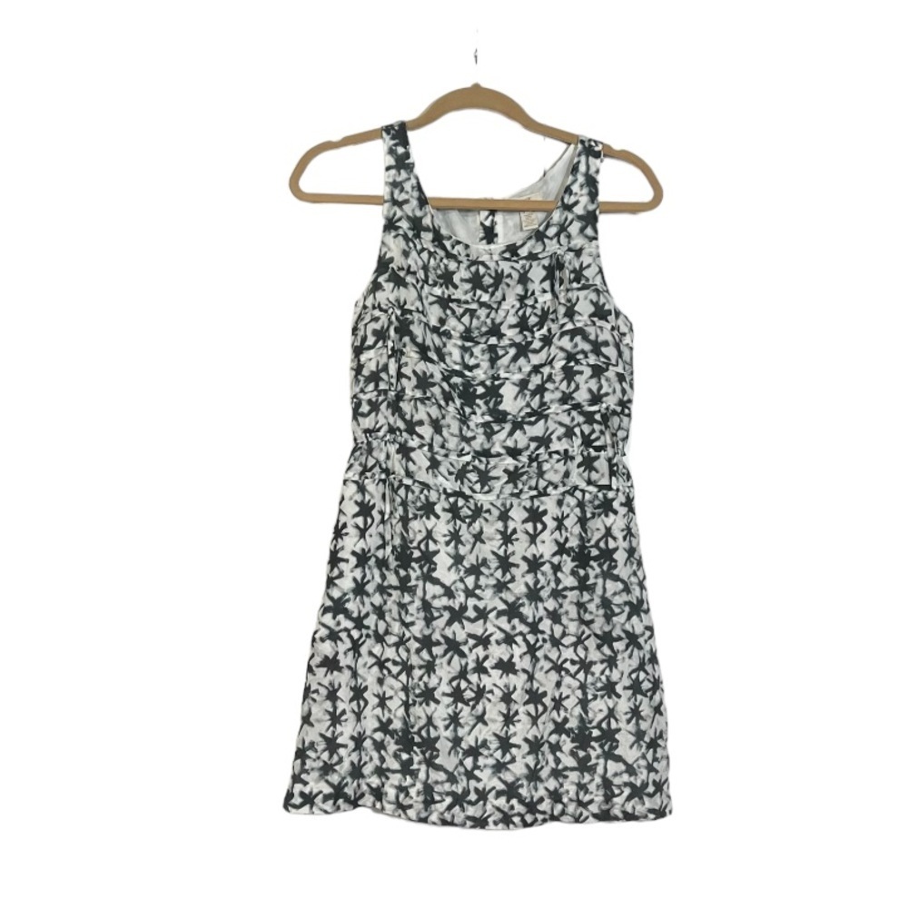 J. Crew Sheath Dress Silk Starfish Pattern Faux Wrap Silk Blue and White Size 4